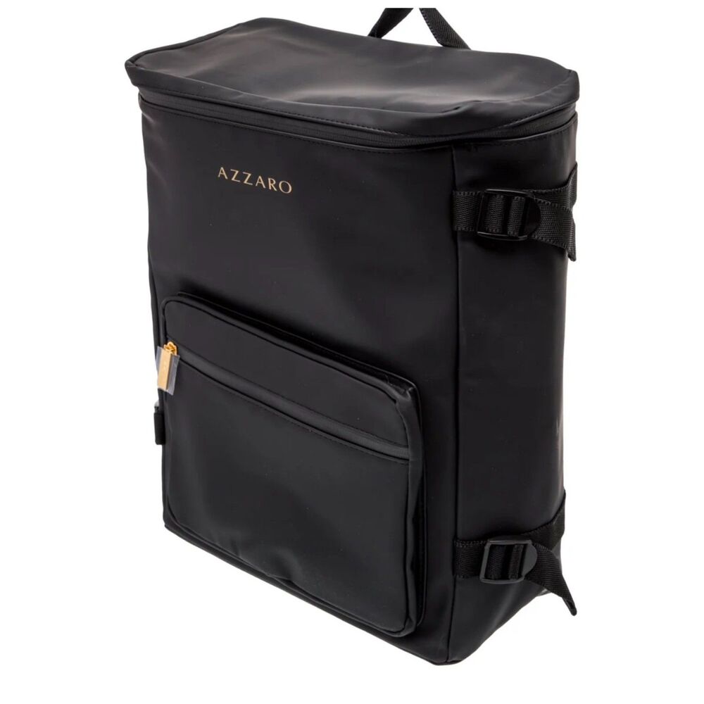 Azzaro Black Backpack Travel Bag Large Zip Utility Carry On Minimalist